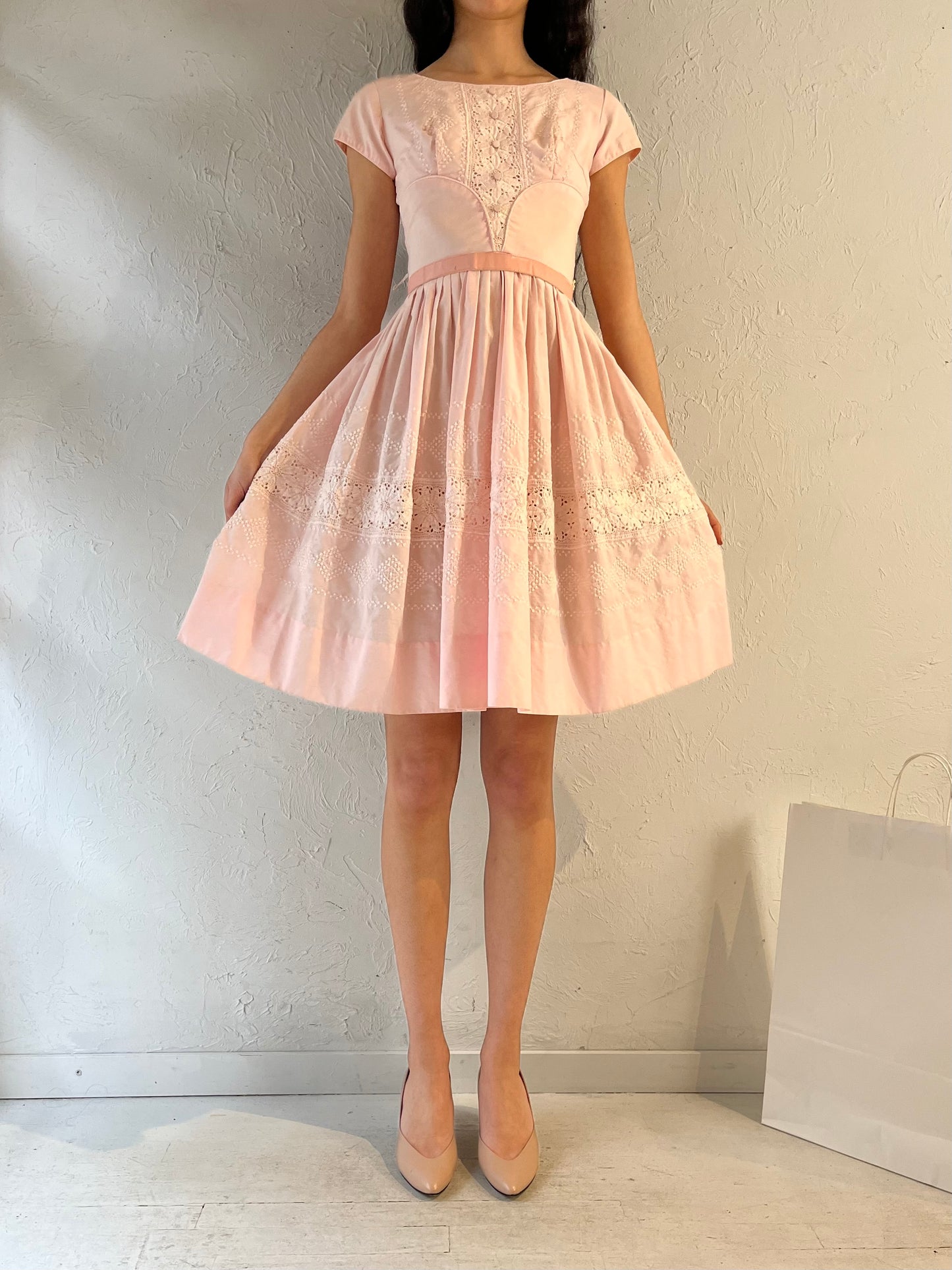 60s Handmade Pink Mini A-Line Dress / XS