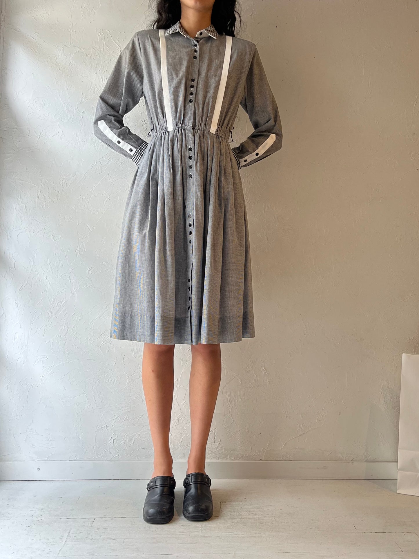 80s ‘Petrina’ Gingham Midi Dress / Small
