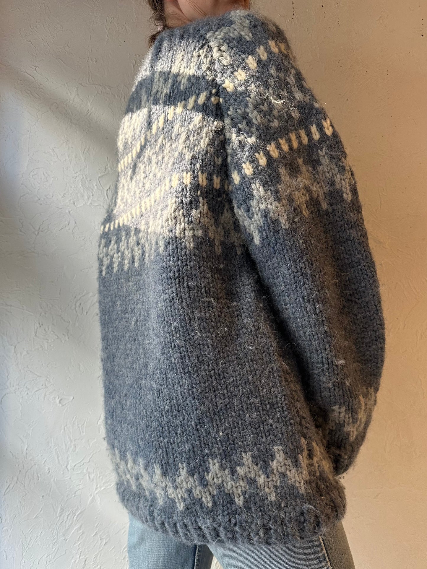 Vintage Hand Knit Wool Sweater / Large