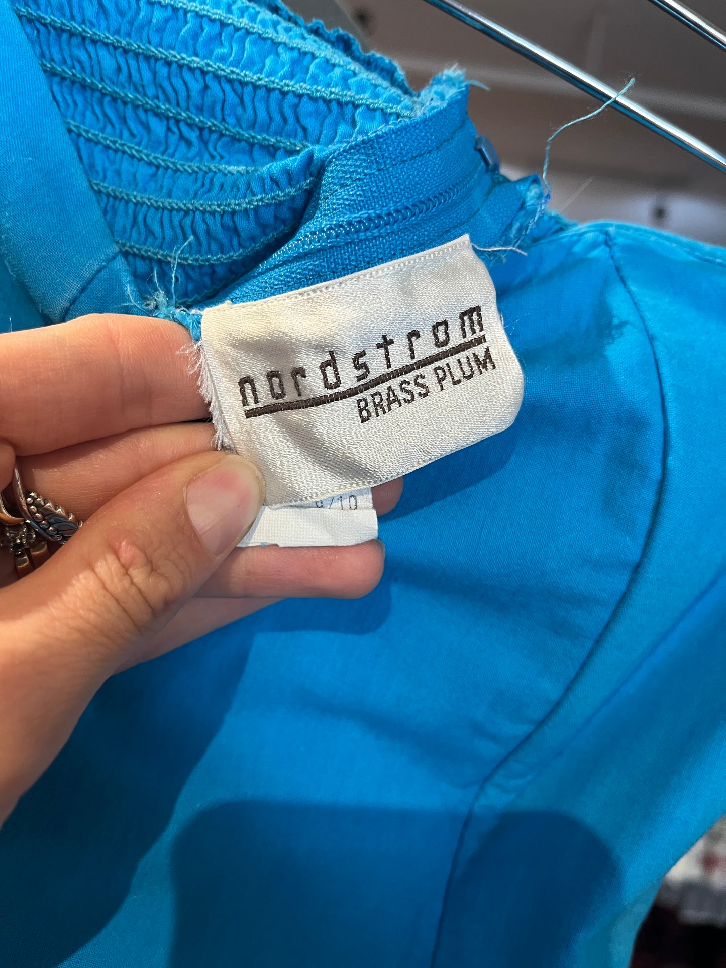 90s ‘Nordstrom’ Blue Strapless Dress / Medium