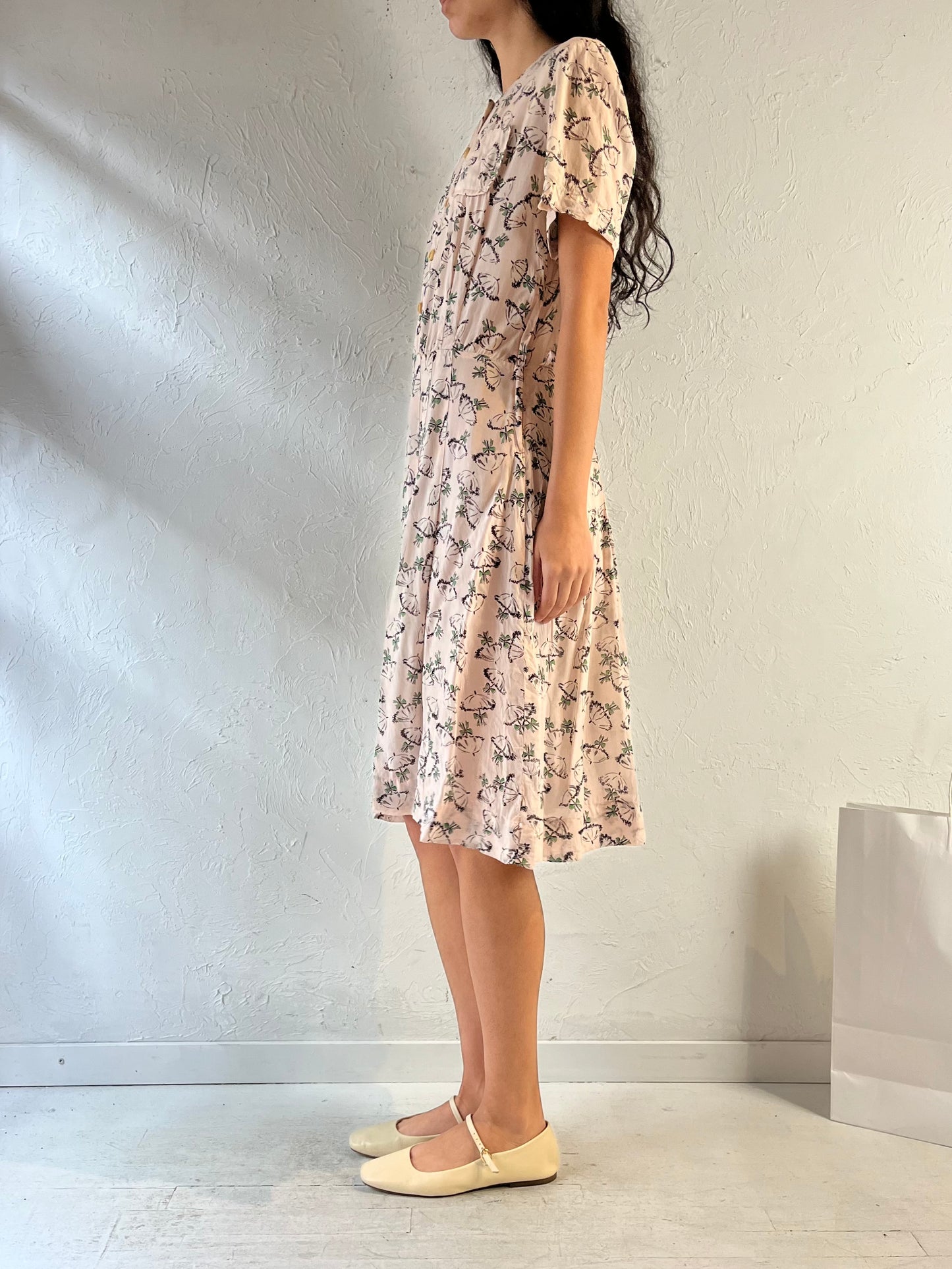 60s / 70s ‘Cay Artley’ Pale Pink Midi Dress / Medium