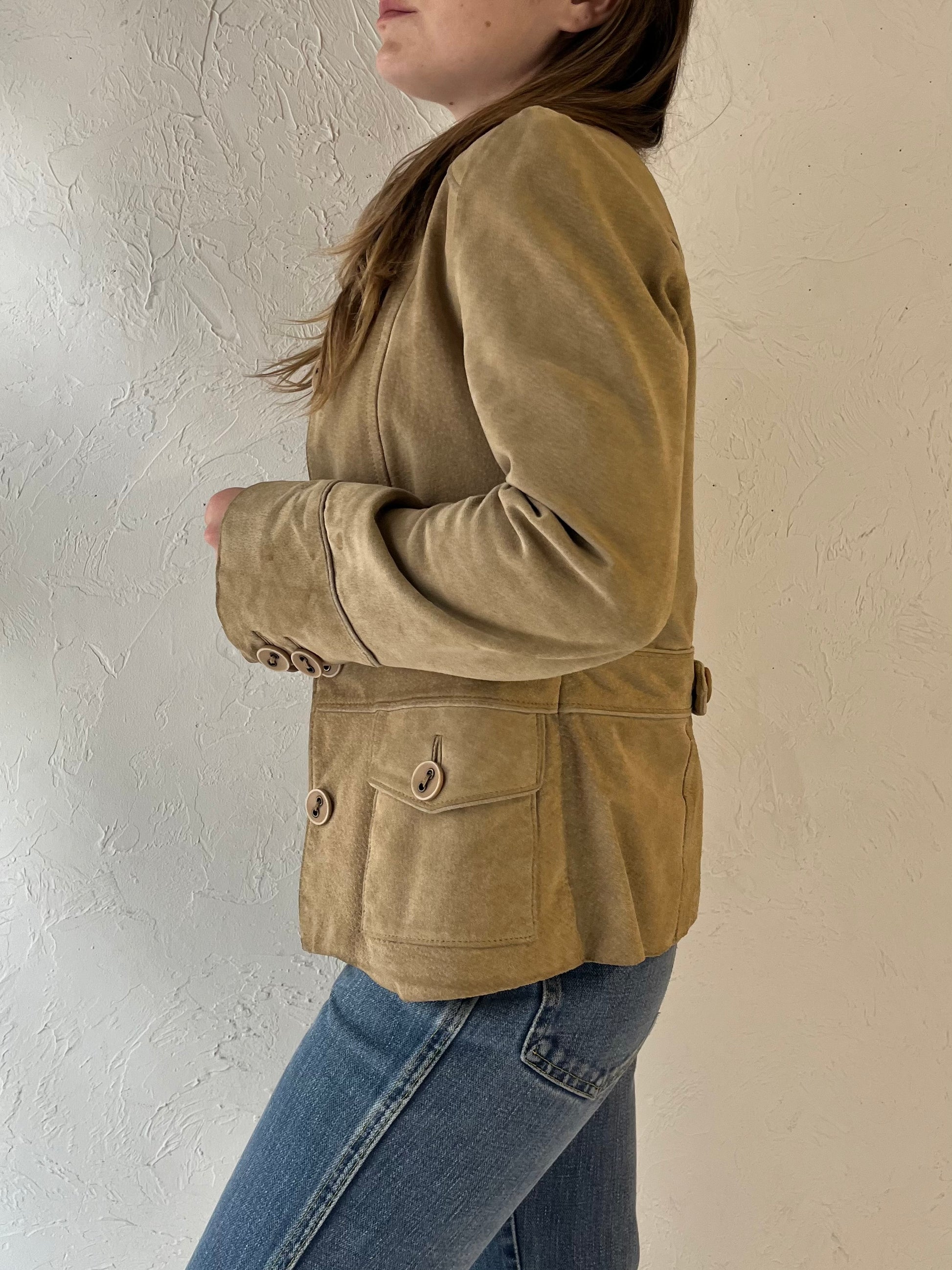 Y2k 'Le Chateau' Suede Leather Jacket / XS