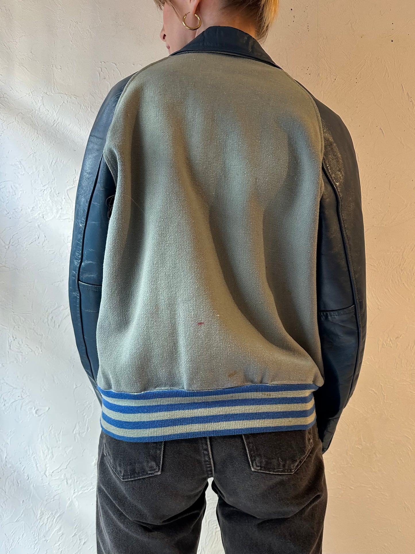 70s ‘Bonson’ Mechanical Engineering Leather Varsity Jacket / Small