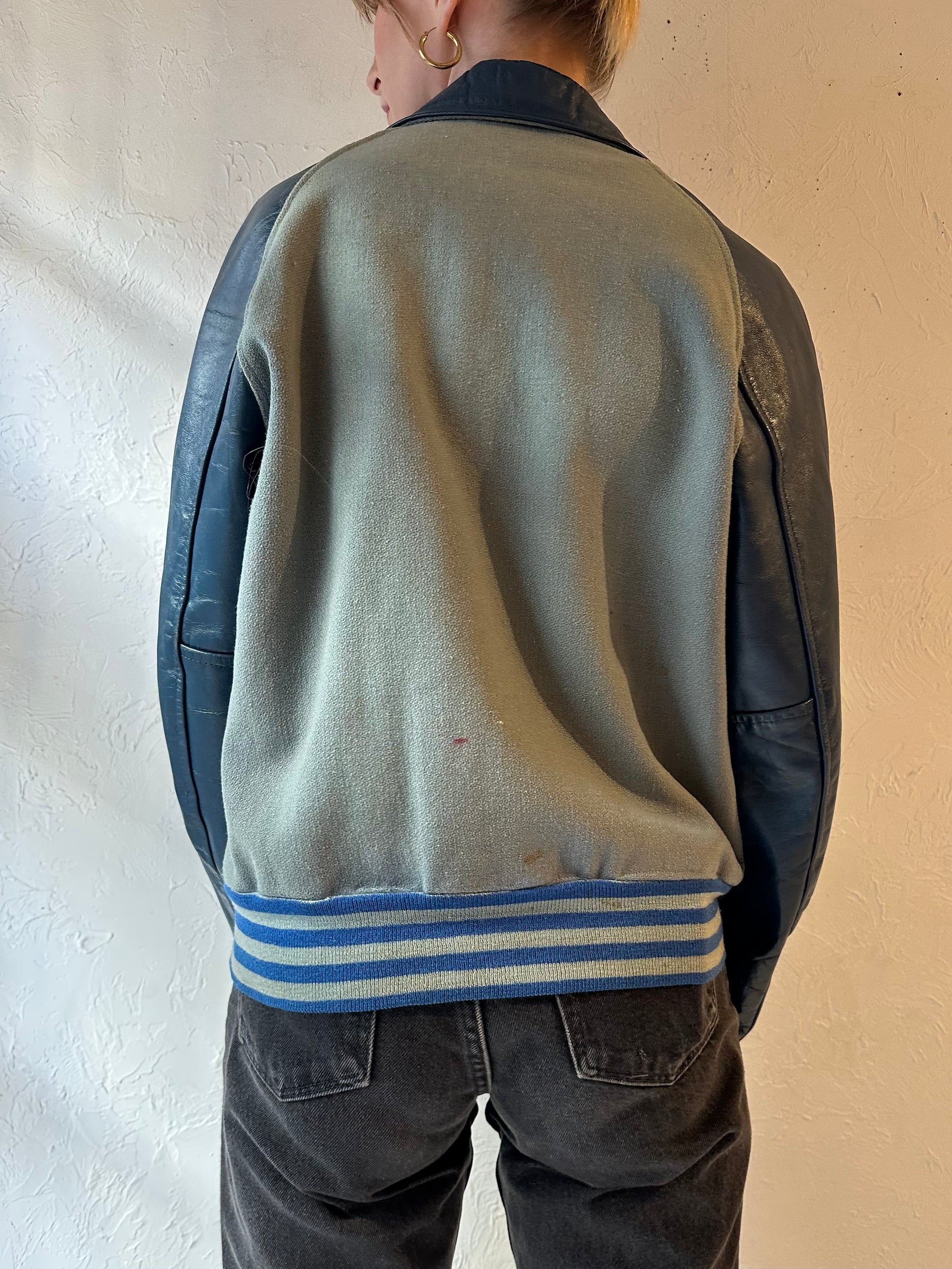 70s ‘Bonson’ Mechanical Engineering Leather Varsity Jacket / Small