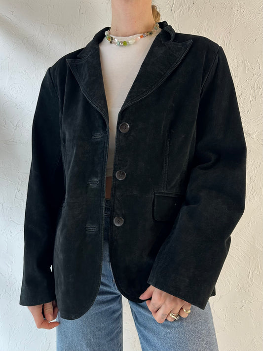 Y2k 'St Johns Bay’ Black Suede Jacket / Large