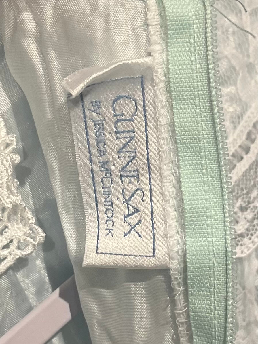 80s 'Gunne Sax' Green Lace Mini Dress / Small