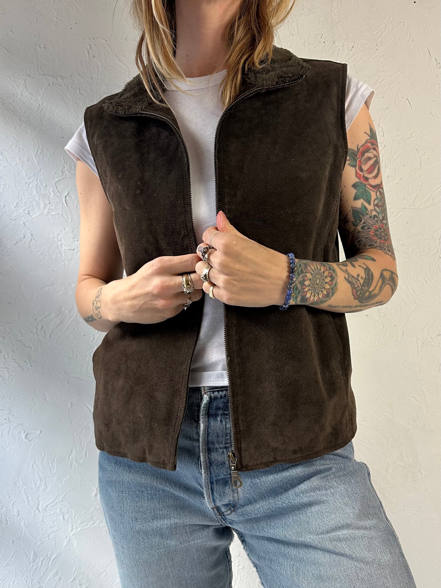 90s ‘Milanoza’ Brown Suede Vest / Large