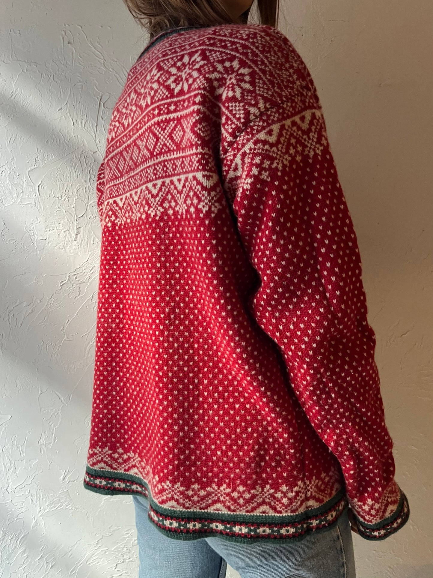 90s ‘LL Bean’ Red Nordic Wool Sweater / Large