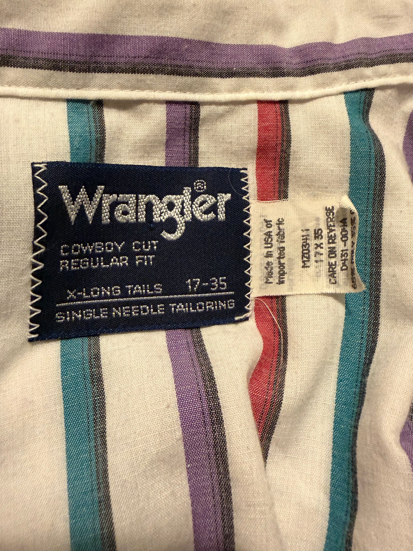 80s 'Wrangler' Stripped Western Pearl Snap Shirt / Vintage 1980s Cowboy Workwear Shirt / Large