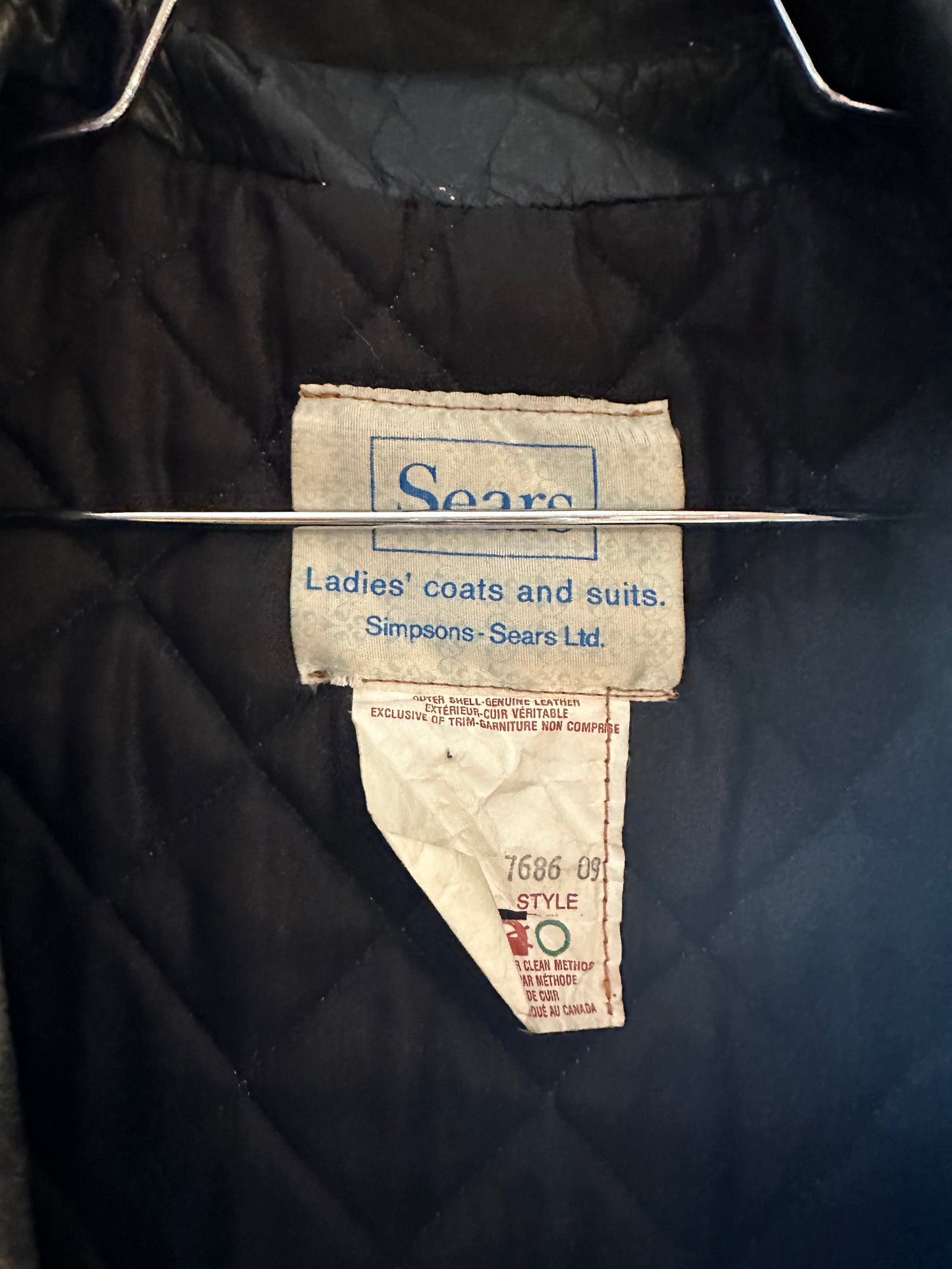 Vintage 'Sears' Black Leather Trench Coat / Small