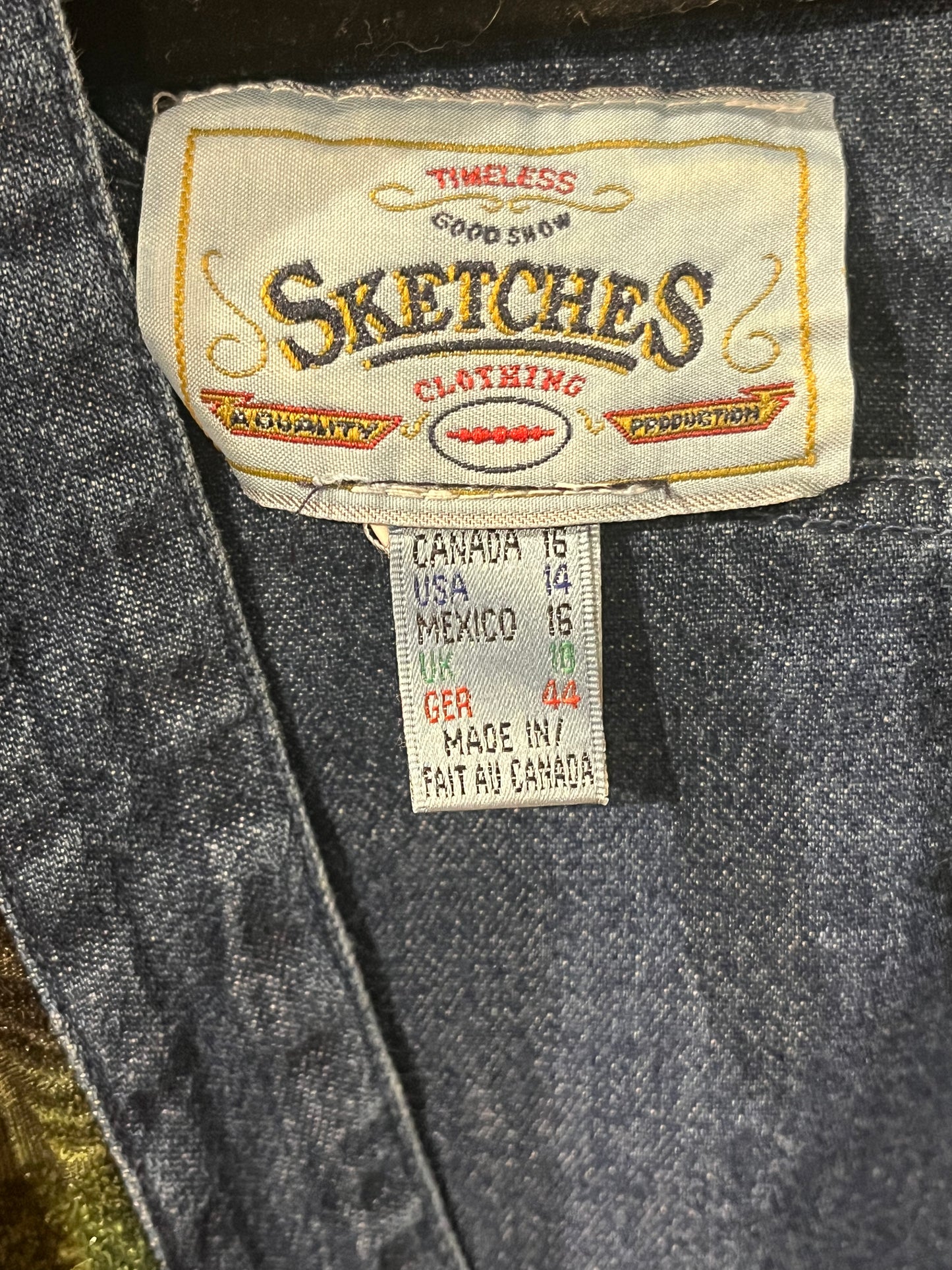 90s ‘Sketches’ Long Sleeve Denim Dress / Large