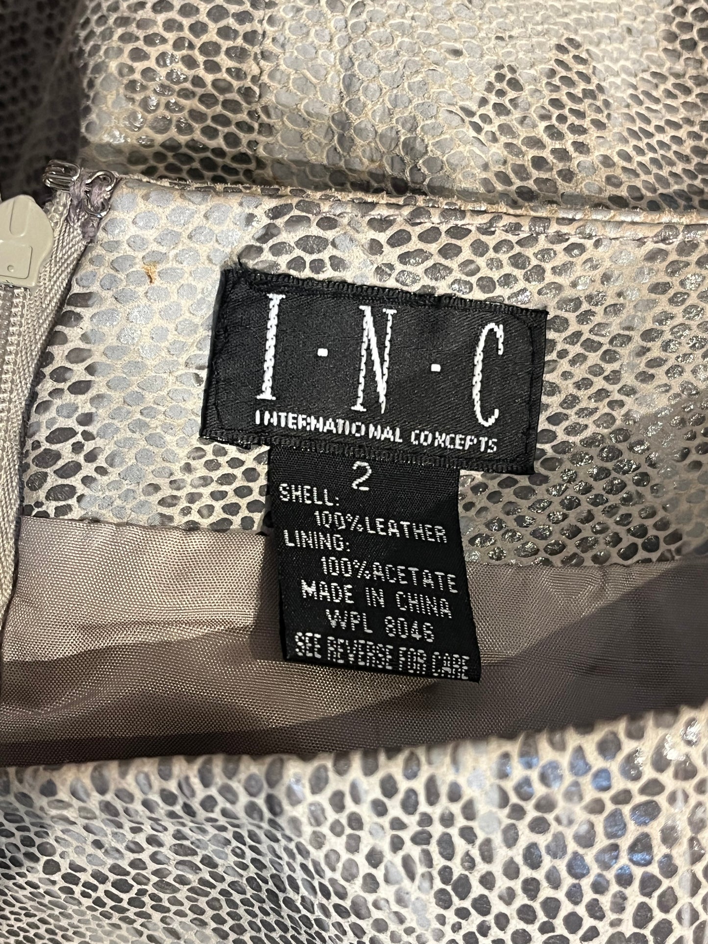 90s ‘INC’ Snakeskin Leather Skirt / Small