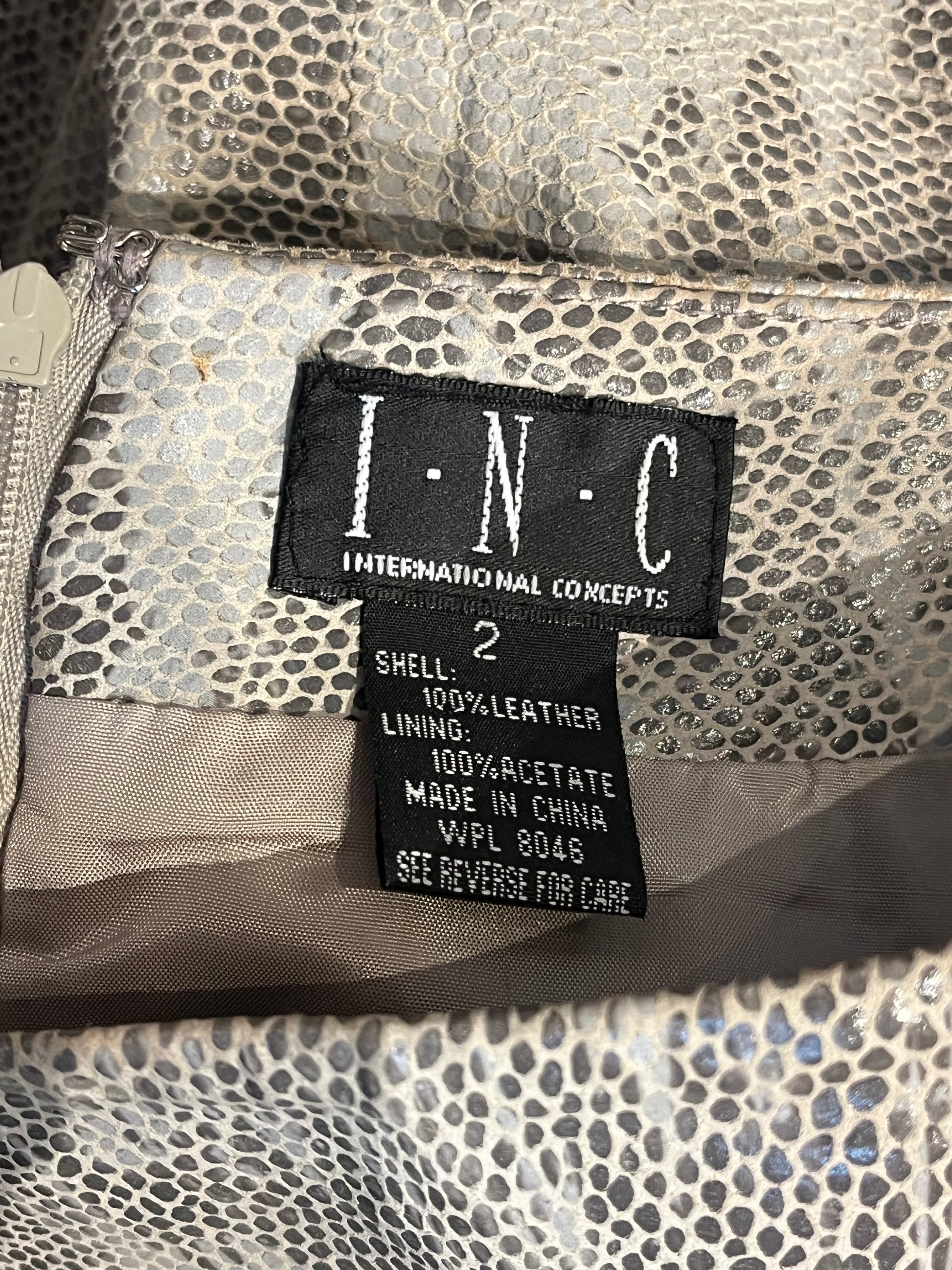 90s ‘INC’ Snakeskin Leather Skirt / Small