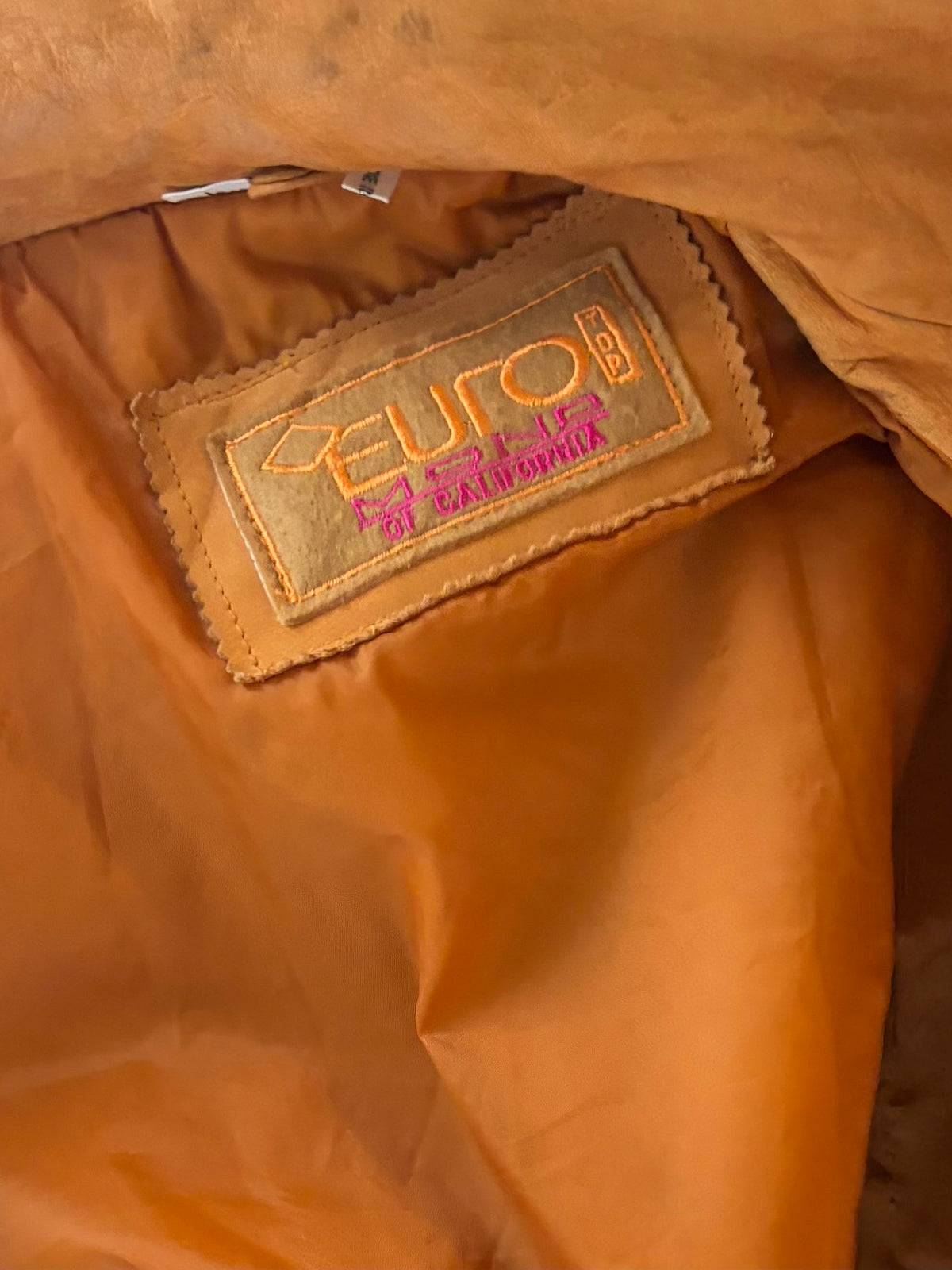 90s ‘Euro Sport’ Tan Suede Leather Bomber Moto Biker Retro Fall Jacket / Large
