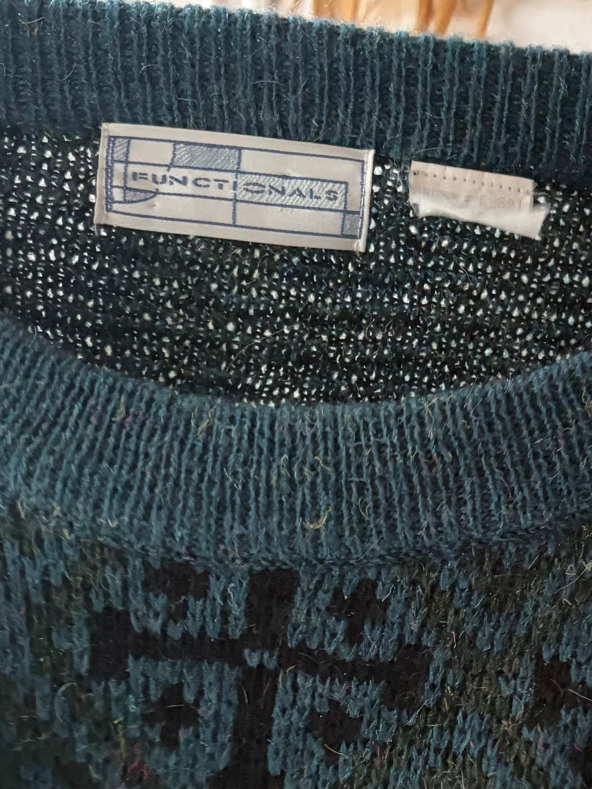 90s 'Functionals' Green Patterned Sweater / Small