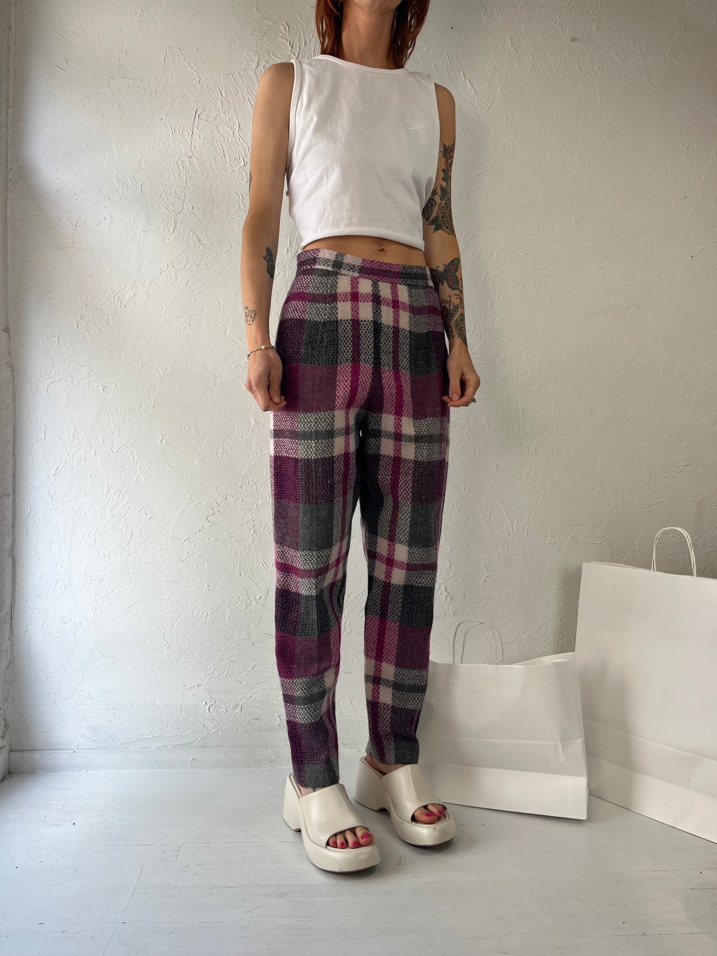 70s 'Miss Sun Valley' Union Maid Purple Plaid Pants / Small