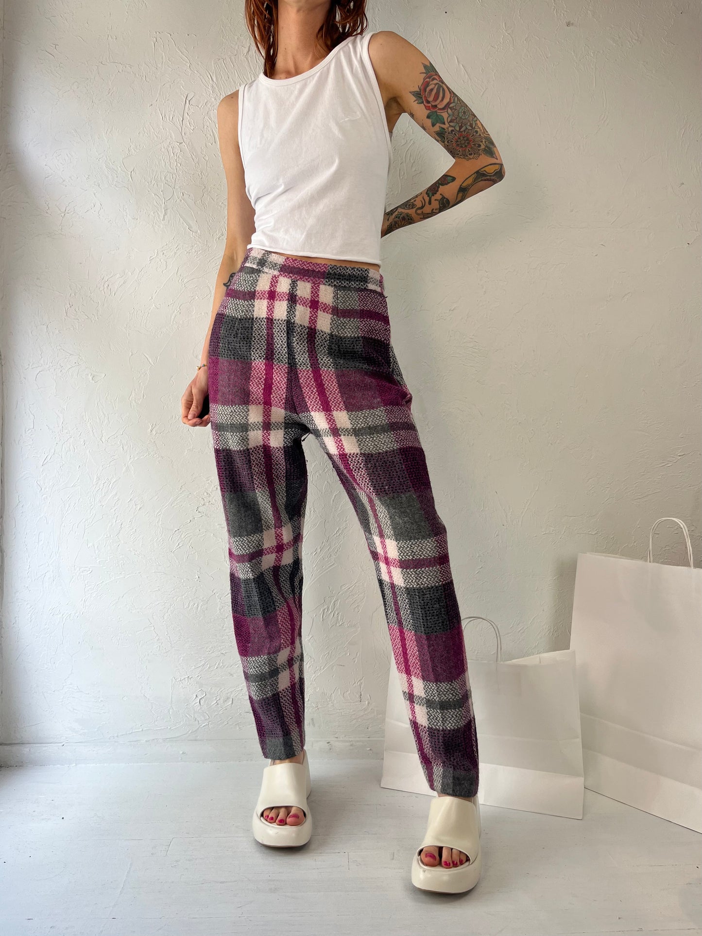 70s 'Miss Sun Valley' Union Maid Purple Plaid Pants / Small