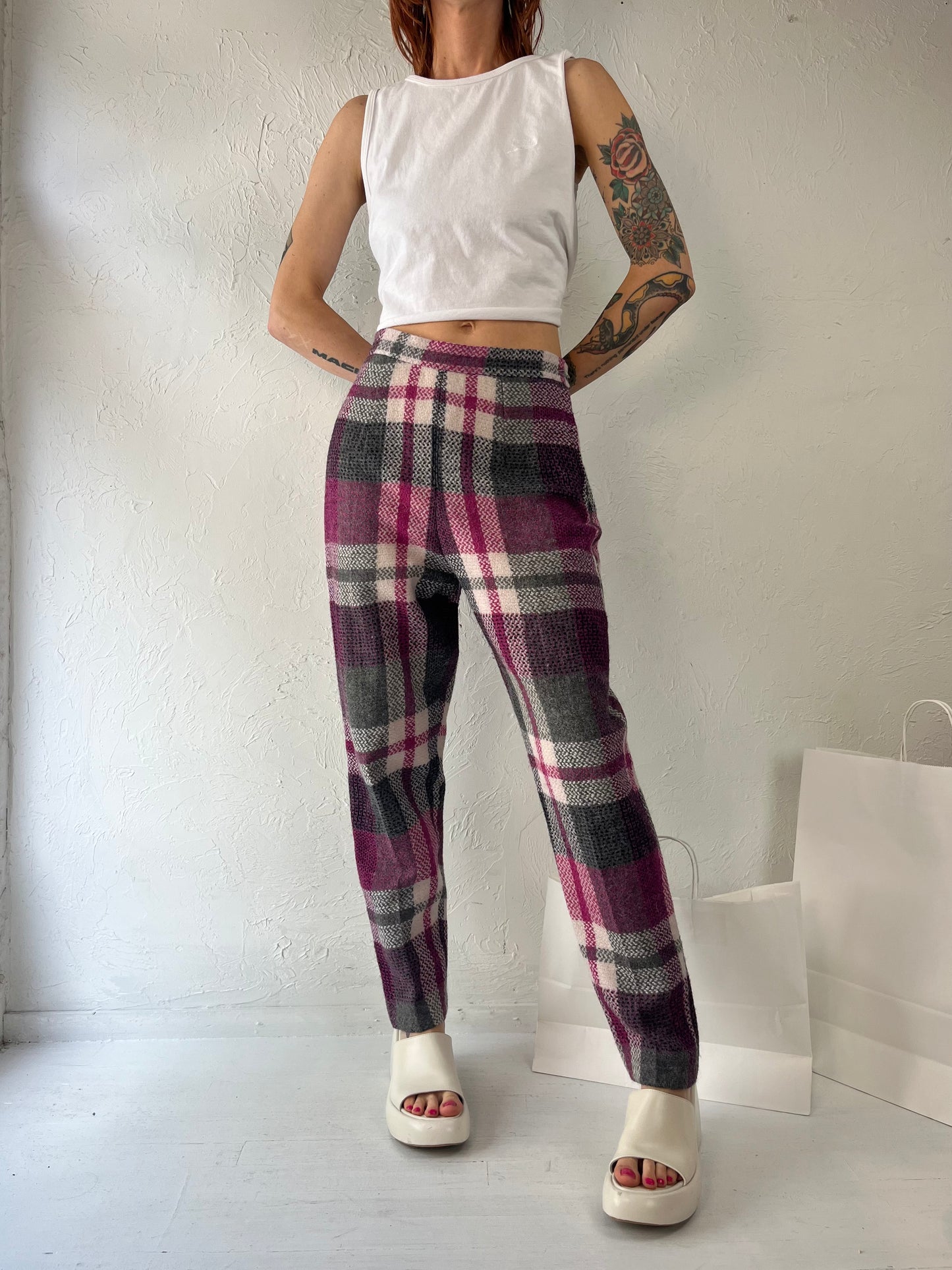 70s 'Miss Sun Valley' Union Maid Purple Plaid Pants / Small