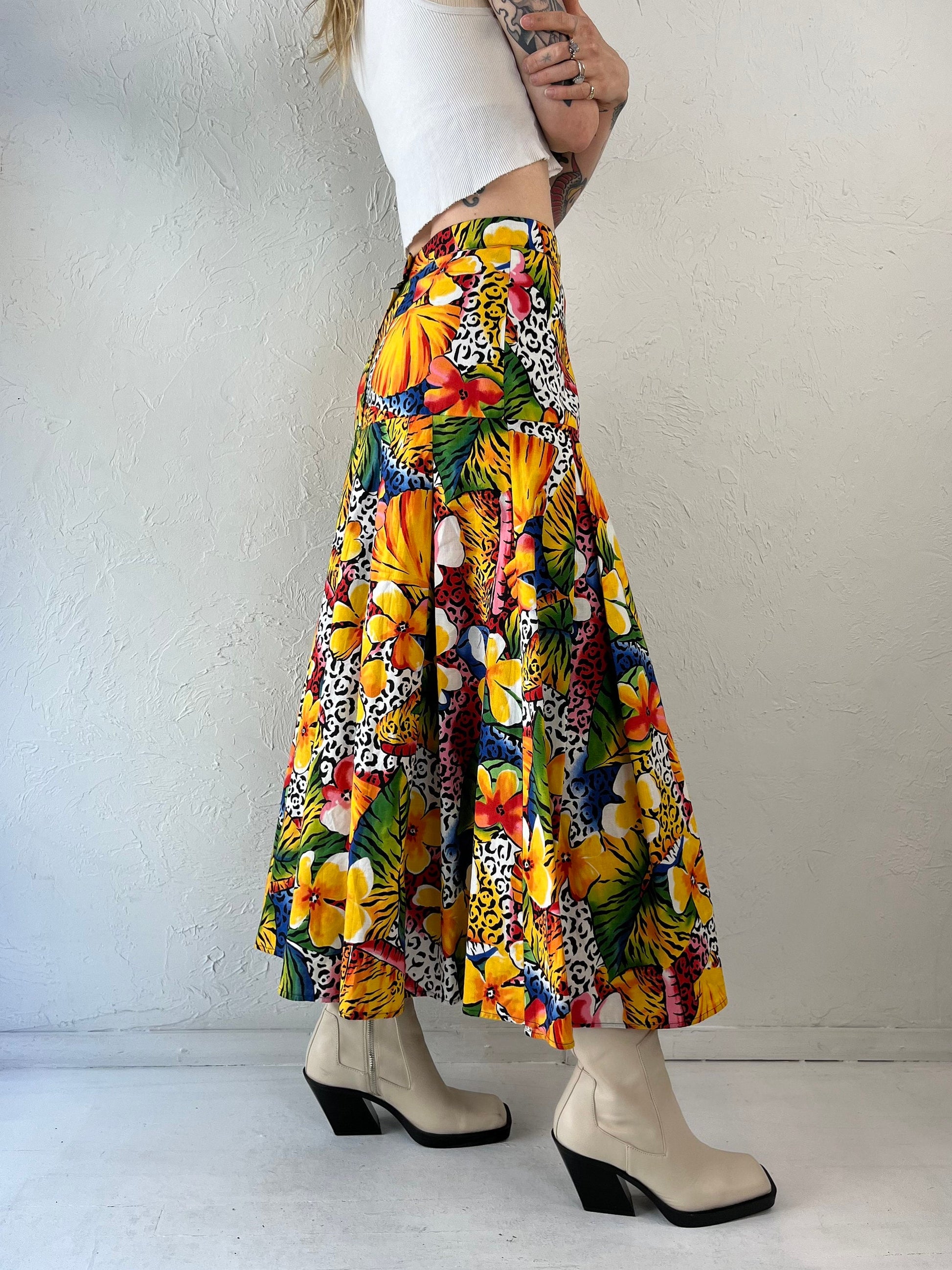 90s Abstract Print Maxi Skirt / Ms Frizzle Skirt / Small