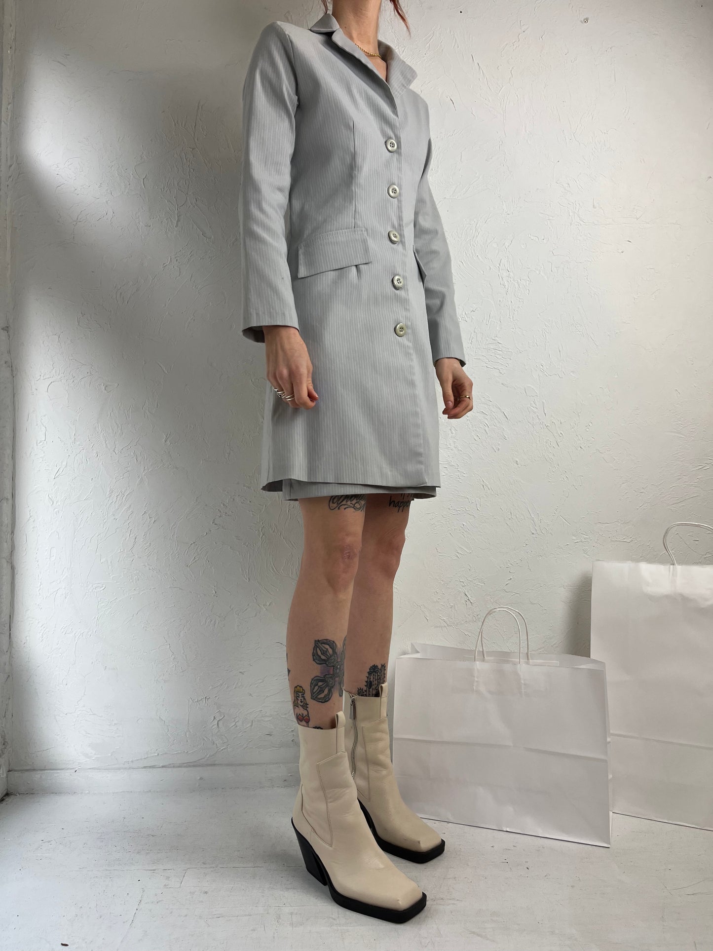 90s 'Whisper' Gray Three Piece Dress Suit Set / Small