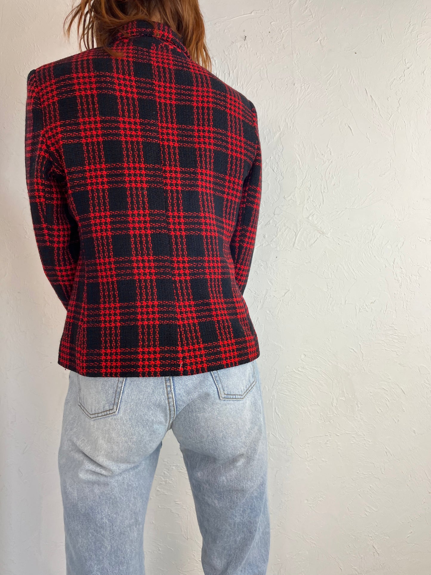 90s 'Louben' Red and Black Wool Jacket / 6