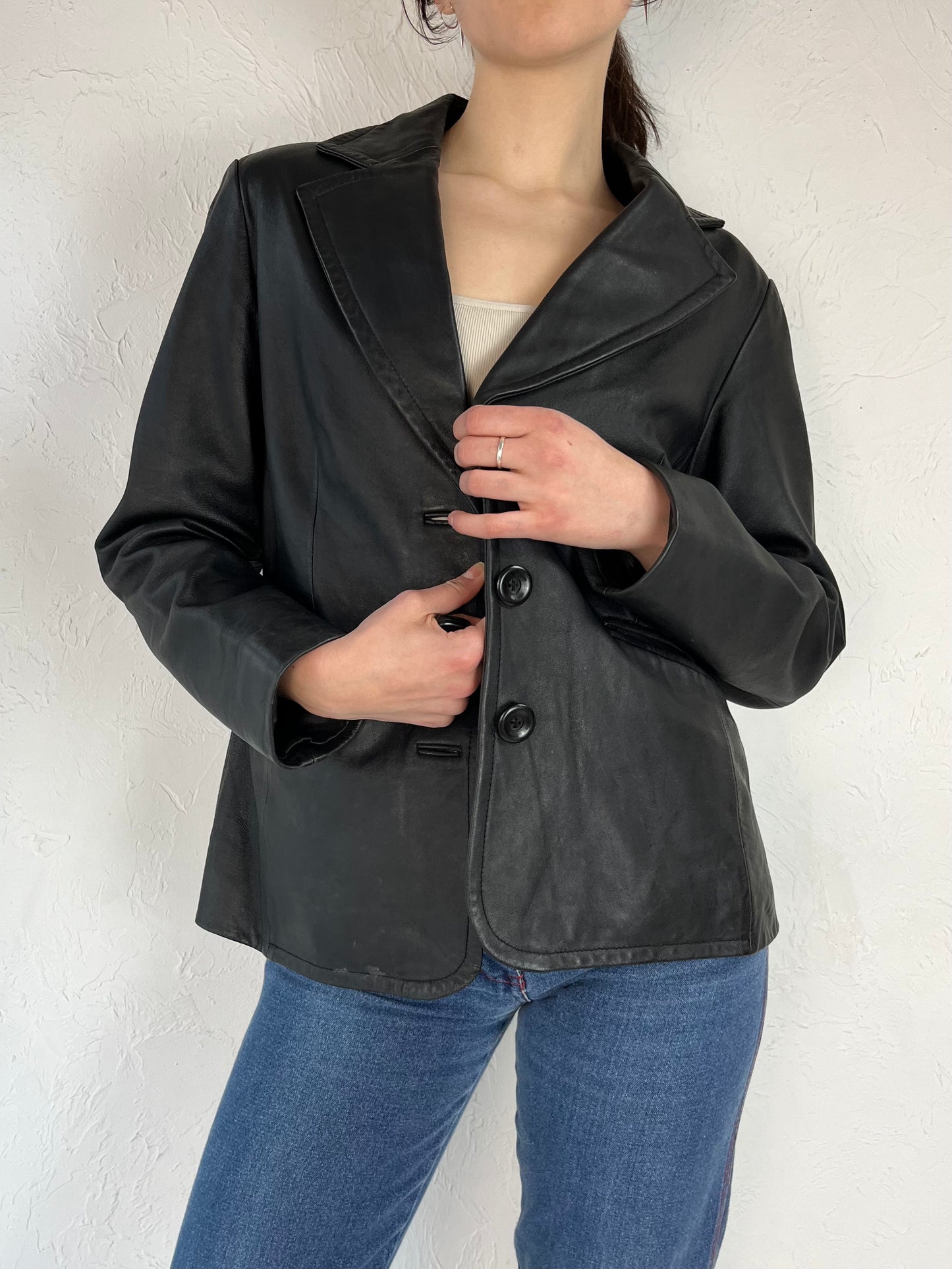 Y2K 'Worthington' Black Leather Lambskin Jacket / Medium