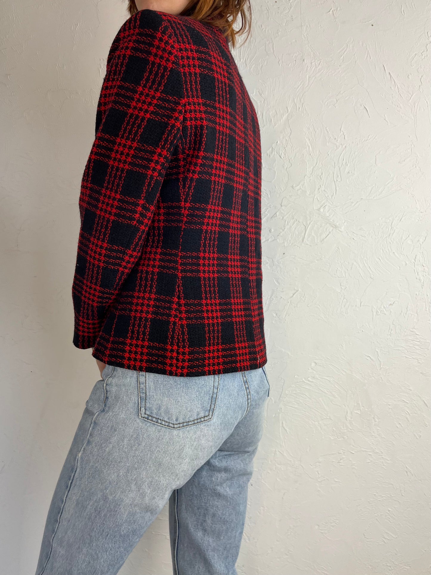 90s 'Louben' Red and Black Wool Jacket / 6