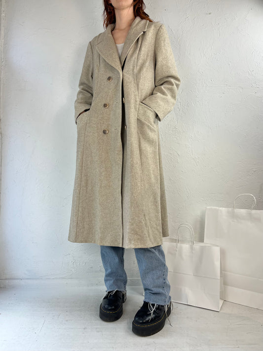 80s 'Alorna' Beige Wool Nylon Coat / Small