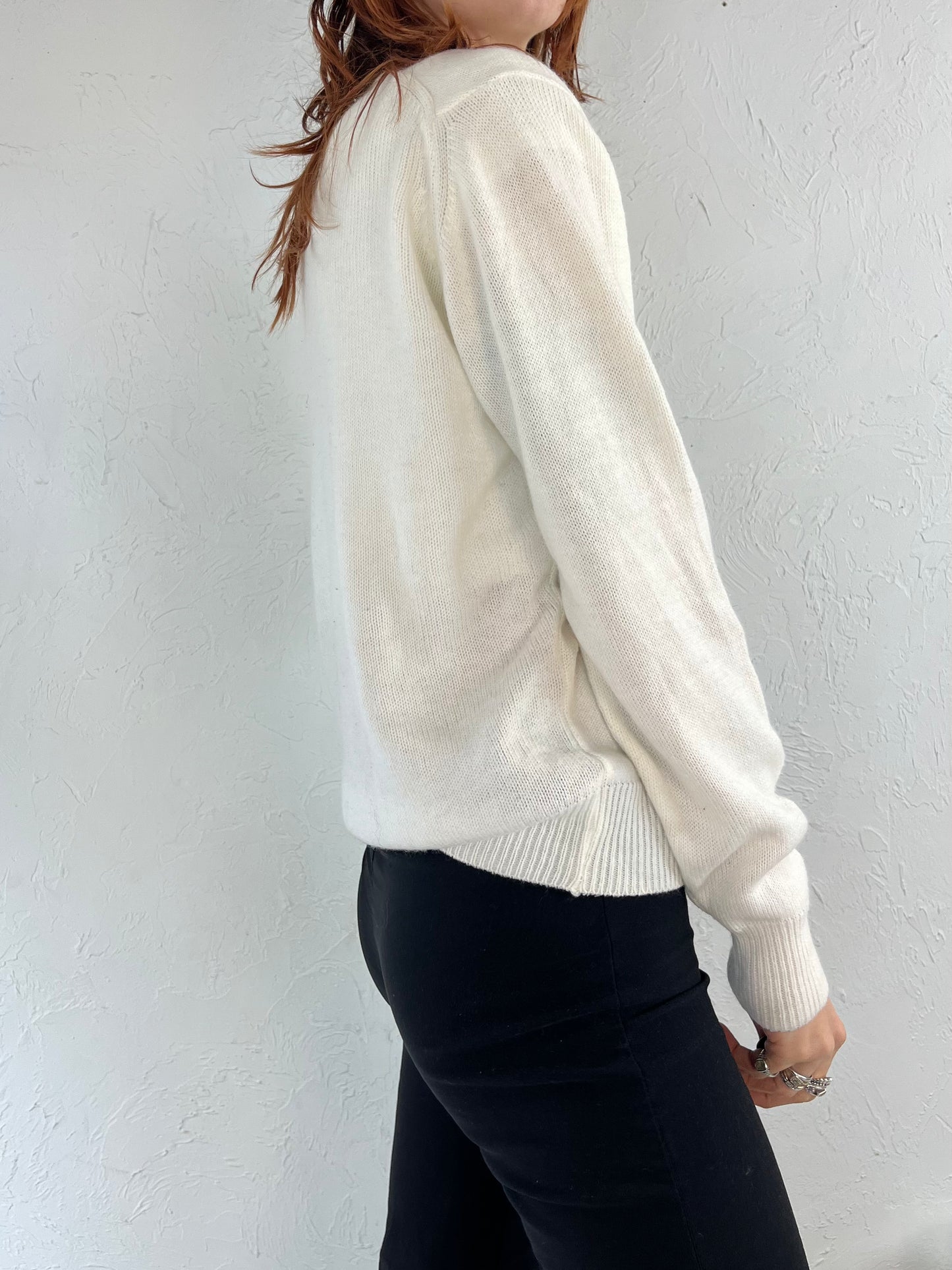 90s 'Slazenger' Acrylic Knit V Neck Sweater / Medium