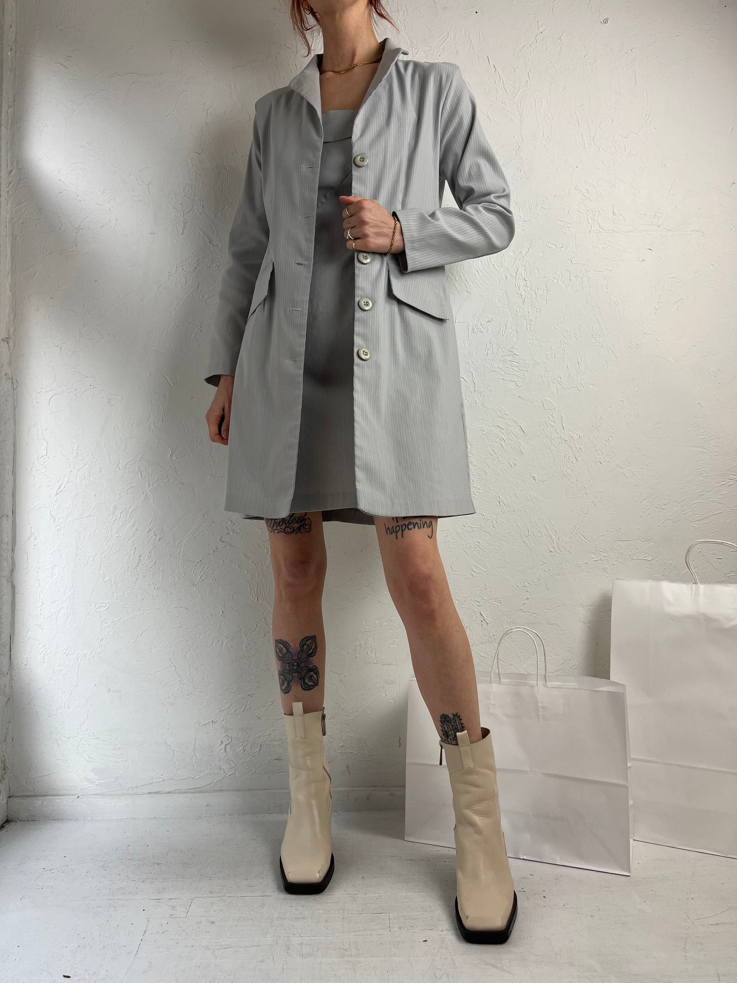 90s 'Whisper' Gray Three Piece Dress Suit Set / Small