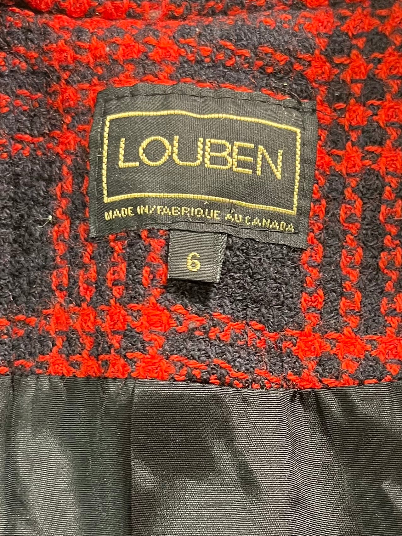 90s 'Louben' Red and Black Wool Jacket / 6