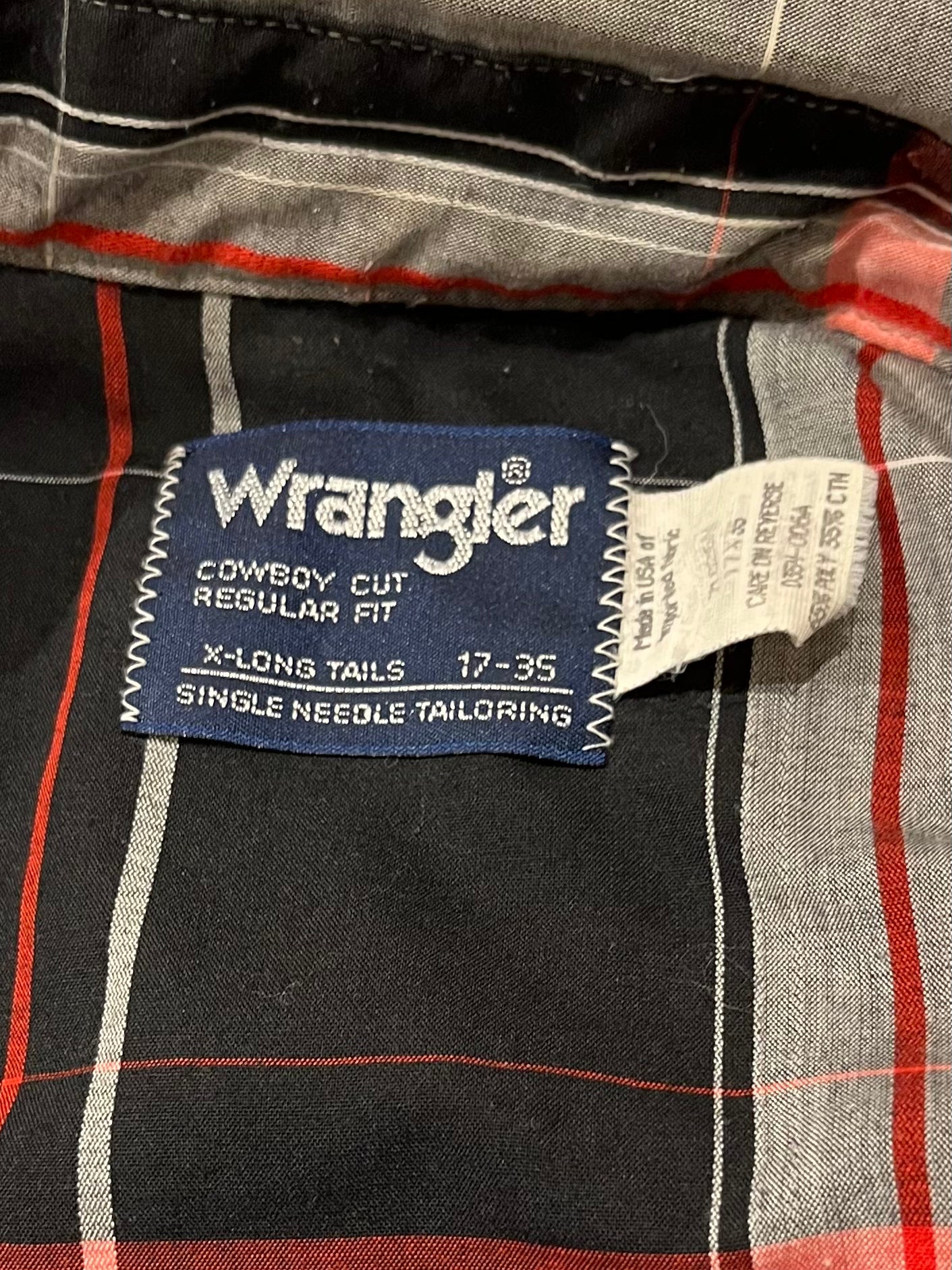 Y2K 'Wrangler' Gray Plaid Pearl Snap Shirt / XL