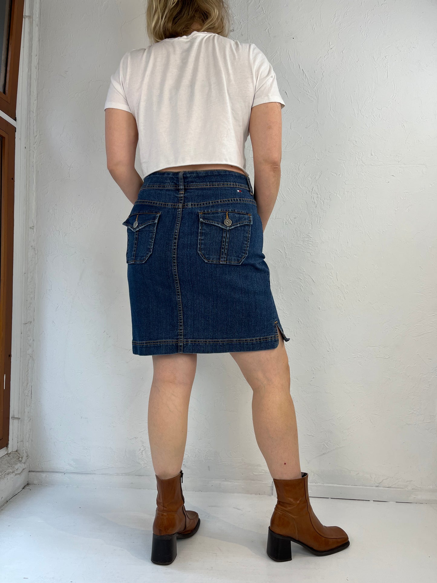 Y2K 'Tommy Hilfiger' Denim Midi Skirt / Large