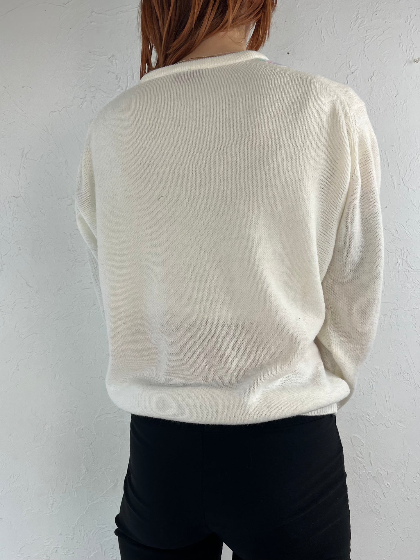 90s 'Slazenger' Acrylic Knit V Neck Sweater / Medium