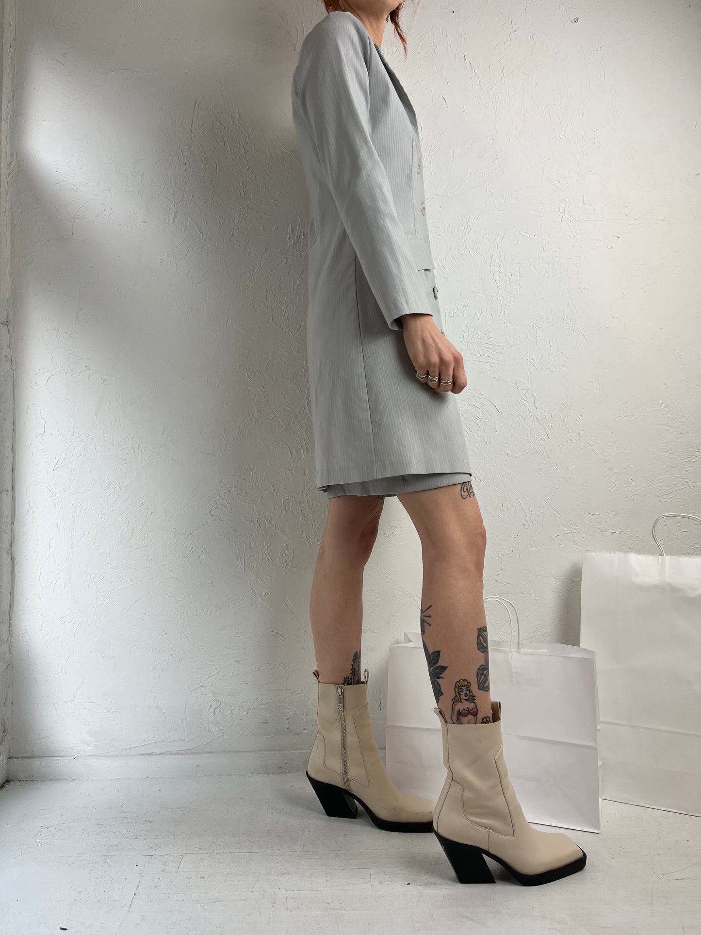 90s 'Whisper' Gray Three Piece Dress Suit Set / Small