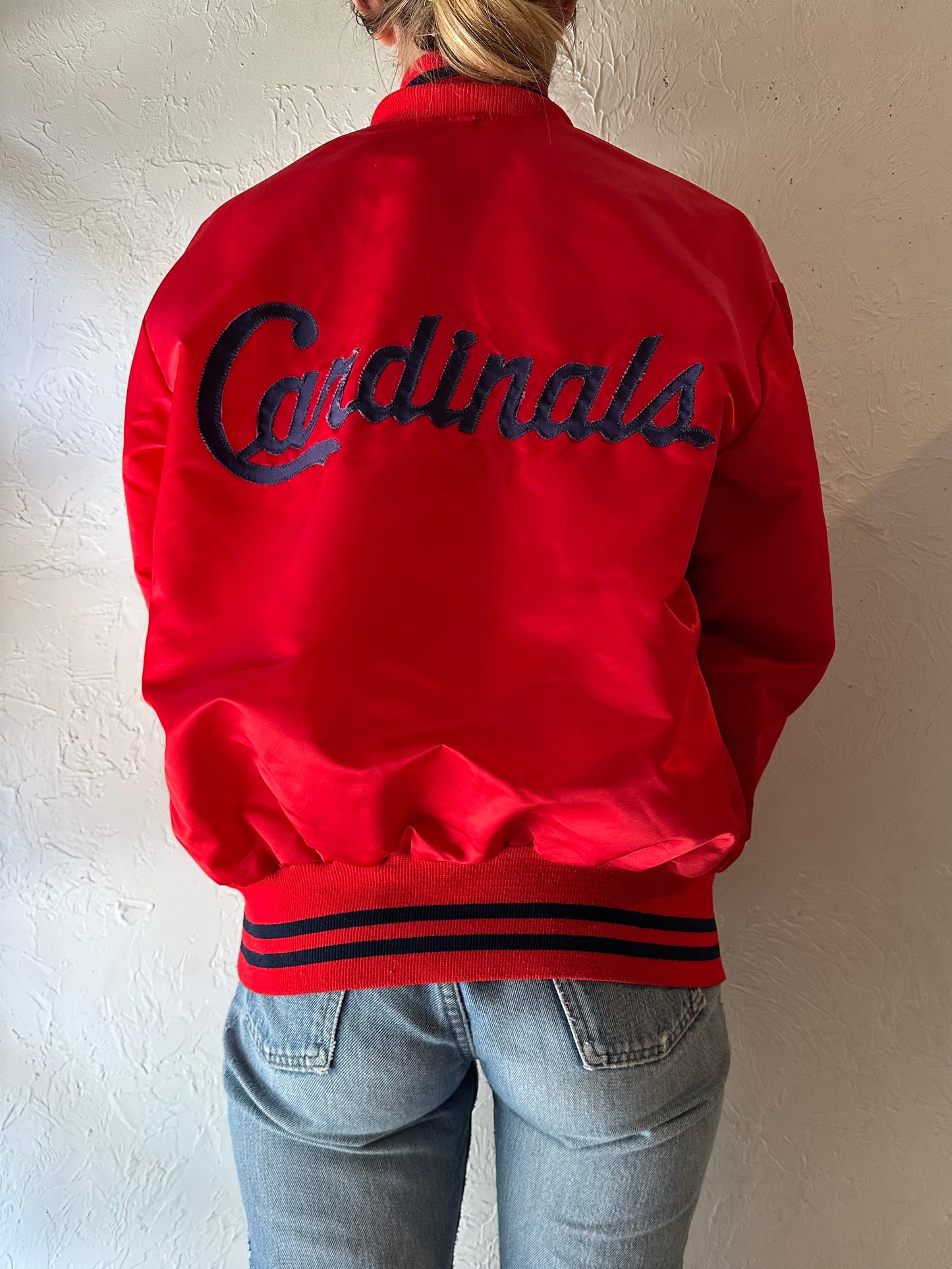 90s ‘Cardinals’ Red Bomber Jacket / Large