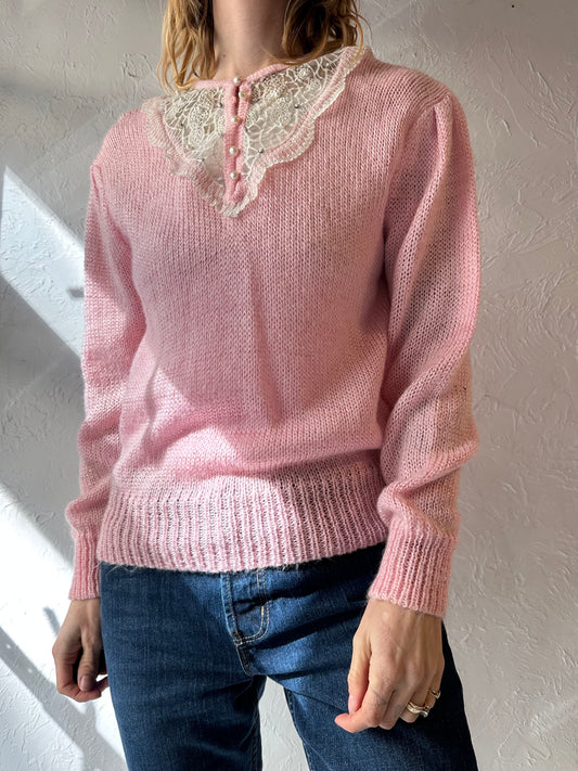 90s 'Charlotte Van Horne' Pink Sweater / Medium