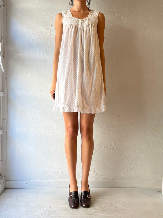 90s 'Charter Club' Cotton Mini Dress / Small