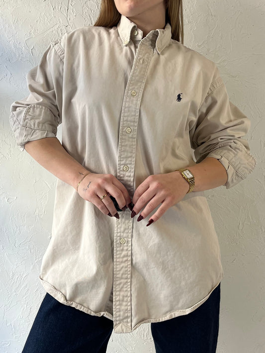 Y2K ‘Ralph Lauren’ Cream Cotton Button Up Shirt / Small