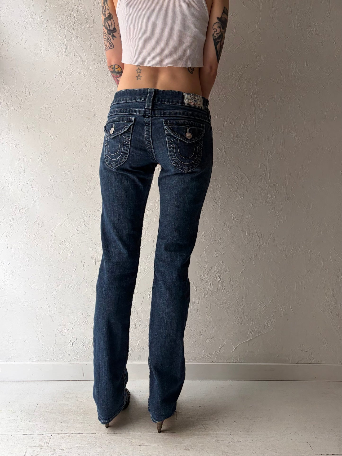 Y2K 'True Religion' Dark Wash Low Rise Jeans / 28" Waist