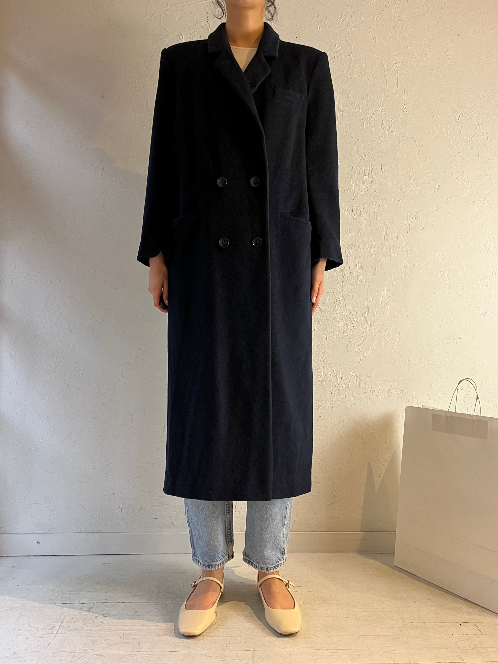 80s ‘Kirsten Blake’ Navy Blue Wool Coat / Union Made / Large