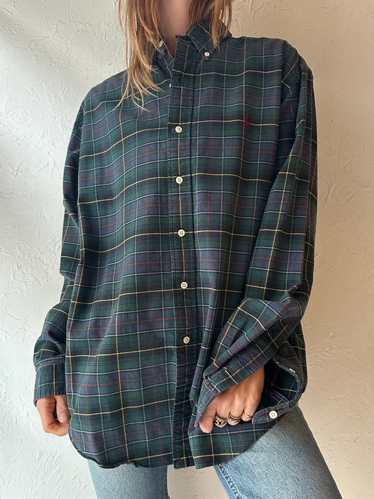 Y2k 'Ralph Lauren' Plaid Button up Shirt / XL