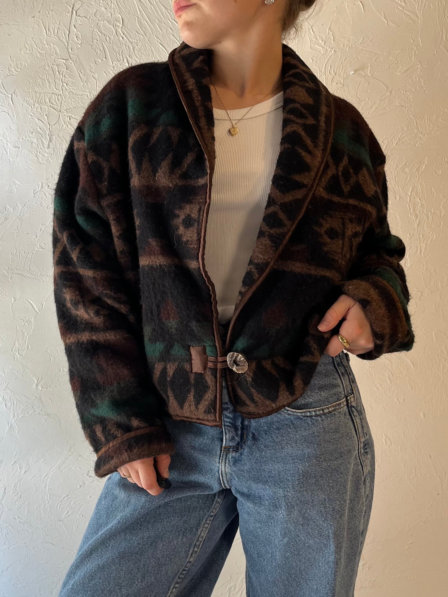 90s 'Christopher & Banks' Wool Blend Felt Jacket / Medium