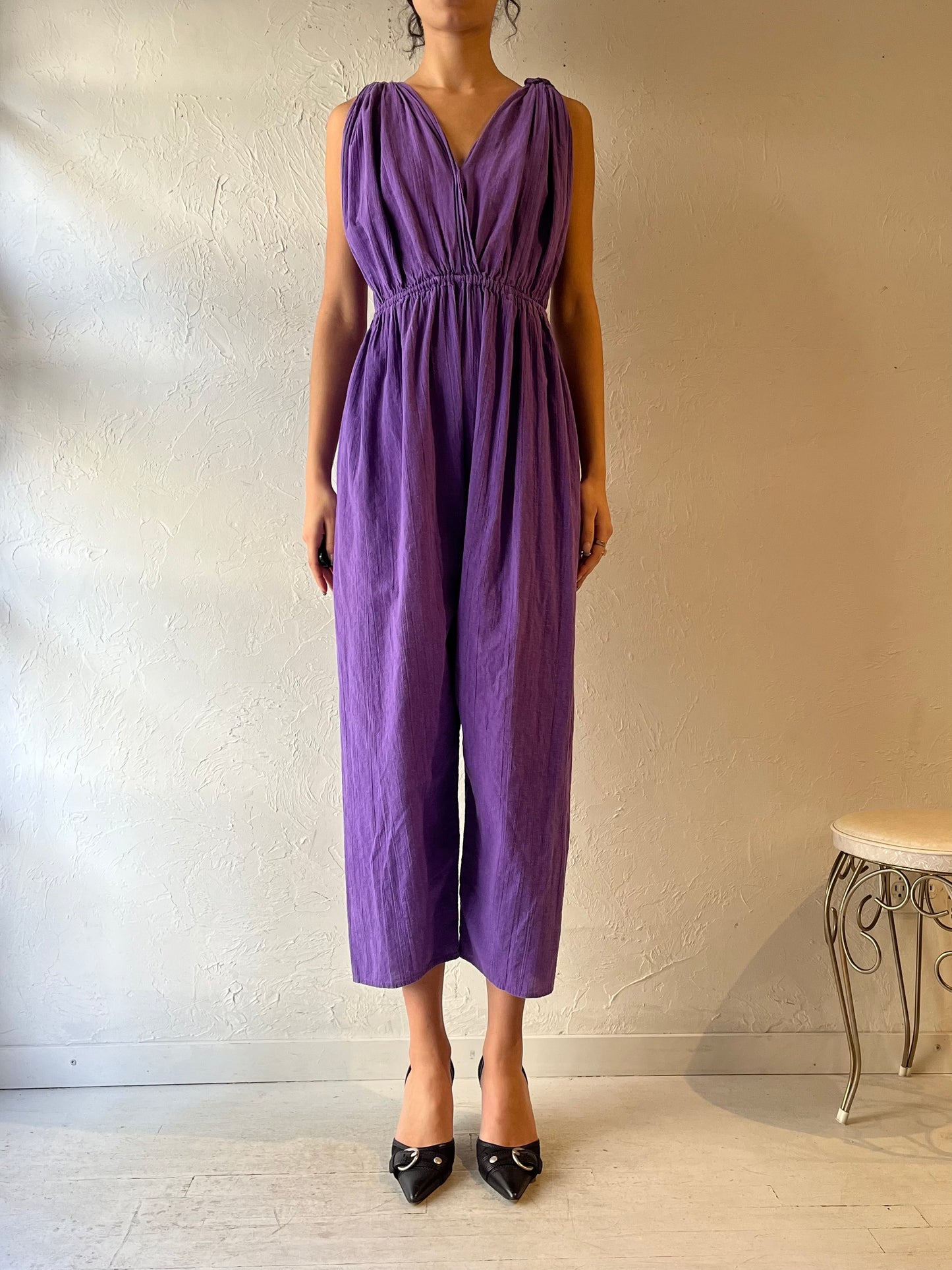 Vintage Purple Crinkle Jumpsuit / Small