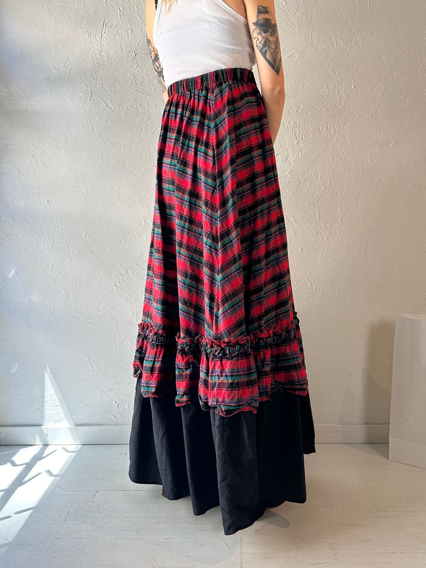 Vintage Handmade Plaid Maxi Skirt / XS