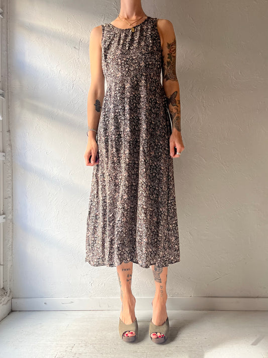 90s 'All That Jazz' Sleeveless Floral Dress / Medium