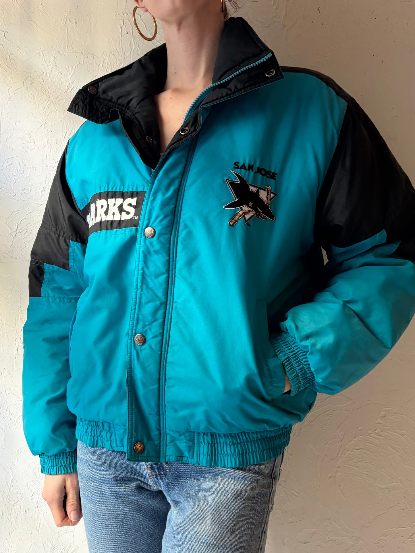 90s 'Logo 7' San Jose Sharks Jacket / XS (youth L)
