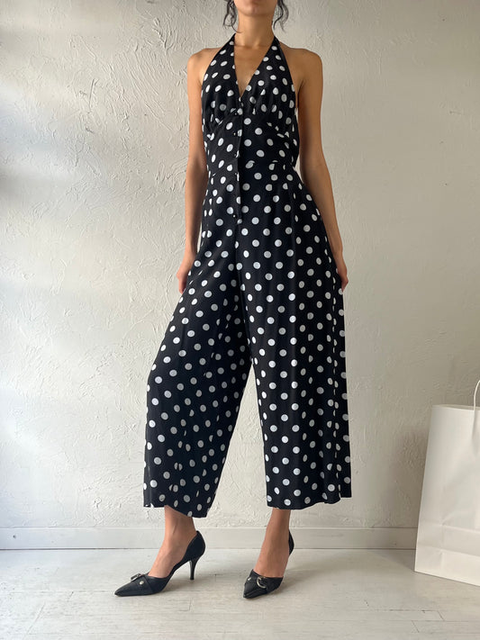 90s ‘Miss Lee’ Polka Dot Jumpsuit / Large