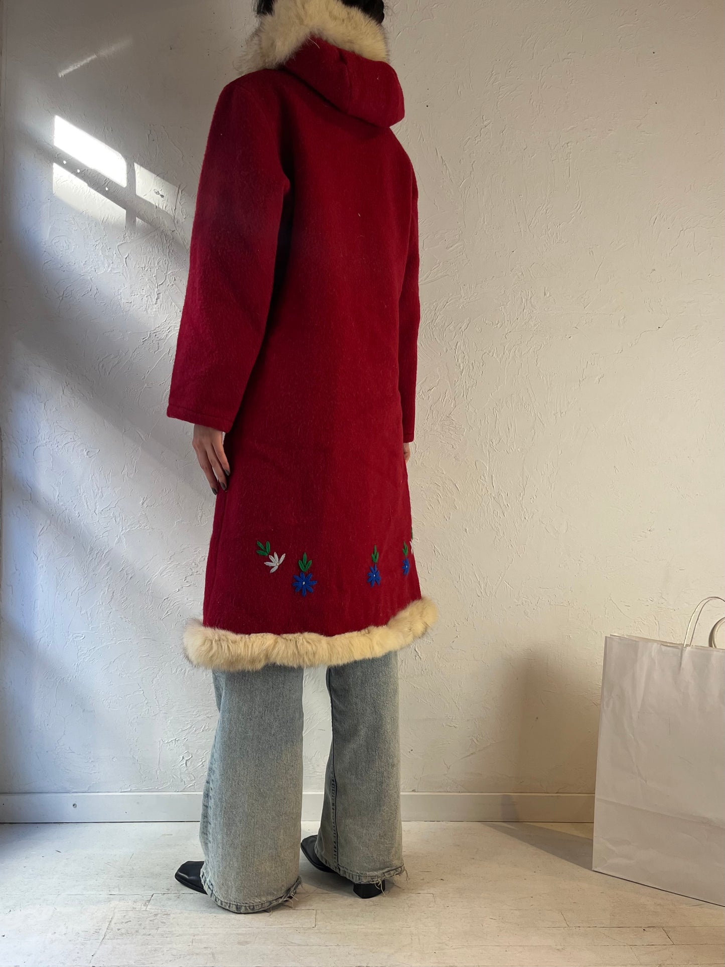 Vintage ‘Yukon’ Red Wool Parka Coat / Small