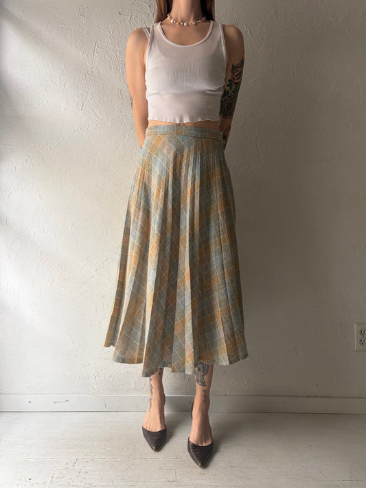 80s 'Louben' Pastel Pleated Knit Preppy Academia Midi Skirt / Small